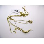 Four gold chains and charms, estimated gross weight 8.3 gm. FOR DETAILS OF ONLINE BIDDING ON THIS