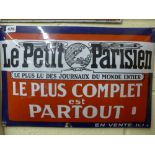 A French enamel advertising sign Le Petit Parisien with Europe map (19 x 13 in). FOR DETAILS OF