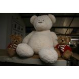 Two Harrods 2010 teddy bears and a large Ruffles bear [upstairs shelves] FOR DETAILS OF ONLINE