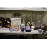 A mixed lot of decorative items, including Caithness paperweight, a Royal Crest Starlight Blossom