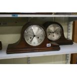 A 1920s three-train oak Napoleon hat mantel clock, gong-striking and rod-chiming, and another