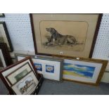 A sketch of a large hound, late 19th/early 20th century (37 x 57 cm), framed; together with 'Daisy
