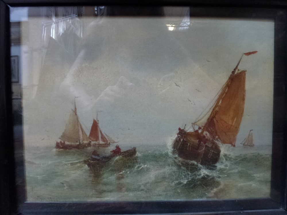 'A Dutch Galiot Leaving the Tyne' by Robert Watson, signed and dated 1870, oils (21 x 29 cm), - Image 2 of 3