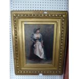 A lady in cavalier costume by H. Darbois (?), signed, late 19th century, oil on canvas (45 x 31 cm),