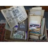 Two cartons of ephemera, one containing a large quantity of old photographs mainly domestic but
