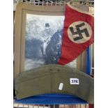 A German Nazi Third Reich pennant or bunting, printed on cotton; a vintage photograph of Churchill