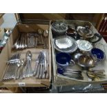 Two cartons containing a Mappin & Webb EPNS cutlery service for six in Shell and Husk pattern and