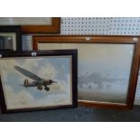 'Lysander' by Mike Gaber, signed, showing the World War II aircraft in flight, oil on canvas (38 x