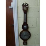A 19th century mahogany wheel barometer, signed Tanner, Cirencester [by office door] FOR DETAILS