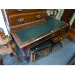 A 19th century library-cum-writing table the rectangular top inset with green leatherette fabric