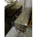 Four metal military ammunition boxes. [end of 1st aisle] FOR DETAILS OF ONLINE BIDDING ON THIS LOT