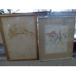 An abstract study of three nude figures signed Hearnden and dated (19)66, oil with ballpoint