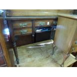 A Victorian mahogany desk of five drawers on turned legs with leather inset top. FOR DETAILS OF