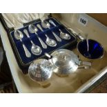 English silver, comprising: an Art Deco condiment set, Birmingham 1933, with 1939 matching salt