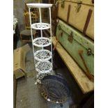 A 19th Century fire grate and a Vintage metal six tier pan stand on paw feet [under 890] FOR DETAILS