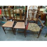 An Edwardian inlaid mahogany salon chair and a pair of inlaid mahogany chairs similar FOR DETAILS OF