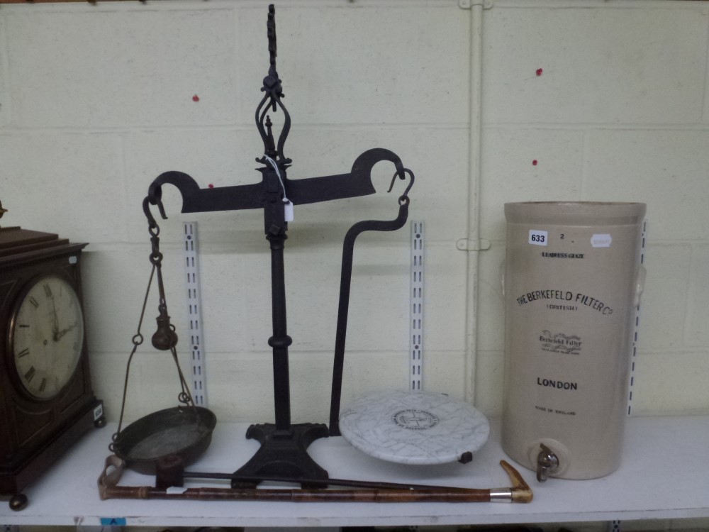 A late Victorian shop scales by Parnall & Sons of Bristol, in iron, numbered 890 and with George V