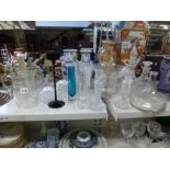 A collection of glass including a Dartington crystal bowl, two decanters and stoppers, a carafe, a