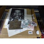 Four ticket stubs for The Michael Jackson Show 1988, a signed portrait of Junior Walker (of The