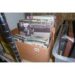 A box of records, mainly European artists including Halliday, Udo Jurgens, Francoise Hardy, Gloria