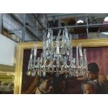 A large pretty brushed metal drop crystal two tier ceiling light [room] FOR DETAILS OF ONLINE