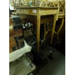 A 19th century pine writing table of two drawers on square tapering legs, a Victorian mahogany