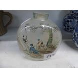 An oversized Chinese glass snuff bottle, probably early 20th century, the interior painted with