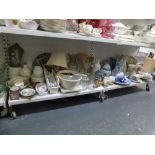 A mixed lot including a quantity of blue and white such as ginger jars and covers, a large ewer,