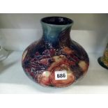 A large modern Moorcroft squat vase decorated with birds, pomegranates and grapes, 8 in high [J] FOR