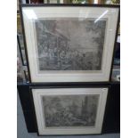 Two prints after Hogarth, 'Chairing the Members' and 'The Polling', originally published 1758 (