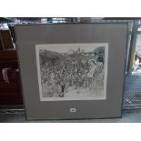 'Grape Pickers', a limited edition etching by Anthony Gross (59/250), numbered, titled and signed in