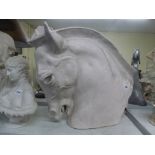 A massive white faience horse's head, Continental, probably early 20th century,16.5 in high [V]
