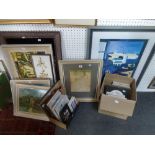 A miscellaneous lot of pictures, including a framed French poster, 'La Valse des Lapins', framed,