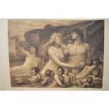 After George Frederick Watts, a large steel engraving on vellum paper, 'Dwellers of the Ocean',