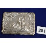 A rare Victorian silver card case by Charles Washington Shirley Deakin, embossed with a mother and