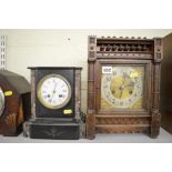 Four various mantel clocks, late 19th/early 20th century, including two slate examples, the other
