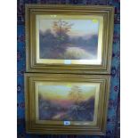 A pair of early 20th century oils on paper landscapes (20 x 30 cm), both framed (2) TO BID ON THIS
