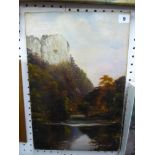 C. Willis Pryce, an unframed oils on canvas, footbridge over a river, signed (46 x 30 cm) TO BID