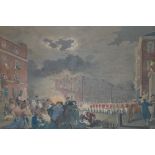After Wheatley, a coloured engraving, 'The Riot in Broad Street on seventh June 1780', together with