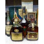 Four bottles of brandy: Janneau Grand Armagnac Napoleon brandy, 1 litre (x 1); Hine VSOP Fine