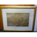 David Cox, a framed watercolour , 'Selling the catch on the beach', signed (23 x 37 cm) TO BID ON