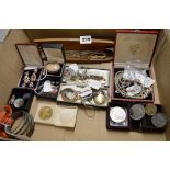 A carton of costume jewellery, including seed pearls, a pair of pearl and gilt-metal drop