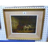 B. Zoble, oils on panel, horses at a manger in a stable, signed and dated 1797 (21 x 36 cm),