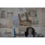 An interesting collection of 18th and 19th century pencil, pen and ink, and watercolour studies of