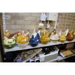 Approximately 17 various hen egg crocks and five large model shire horses. [G38, 35] TO BID ON