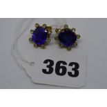A pair of gold, rose diamond and blue paste earrings, now with post fittings, test as 18 ct with