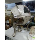 A semi precious stone terrestrial globe on silver-plated base. [s37] TO BID ON THIS LOT AND FOR