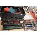 A good old Meccano set, mainly green and red, in fitted wooden chest with drawers, also a small