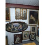 A mixed lot of framed chromolithographs and an oleograph including a Pears print and a 19th