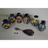 Six modern Moorcroft miniature vases variously decorated with flowers, lemons and a landscape, 2.
